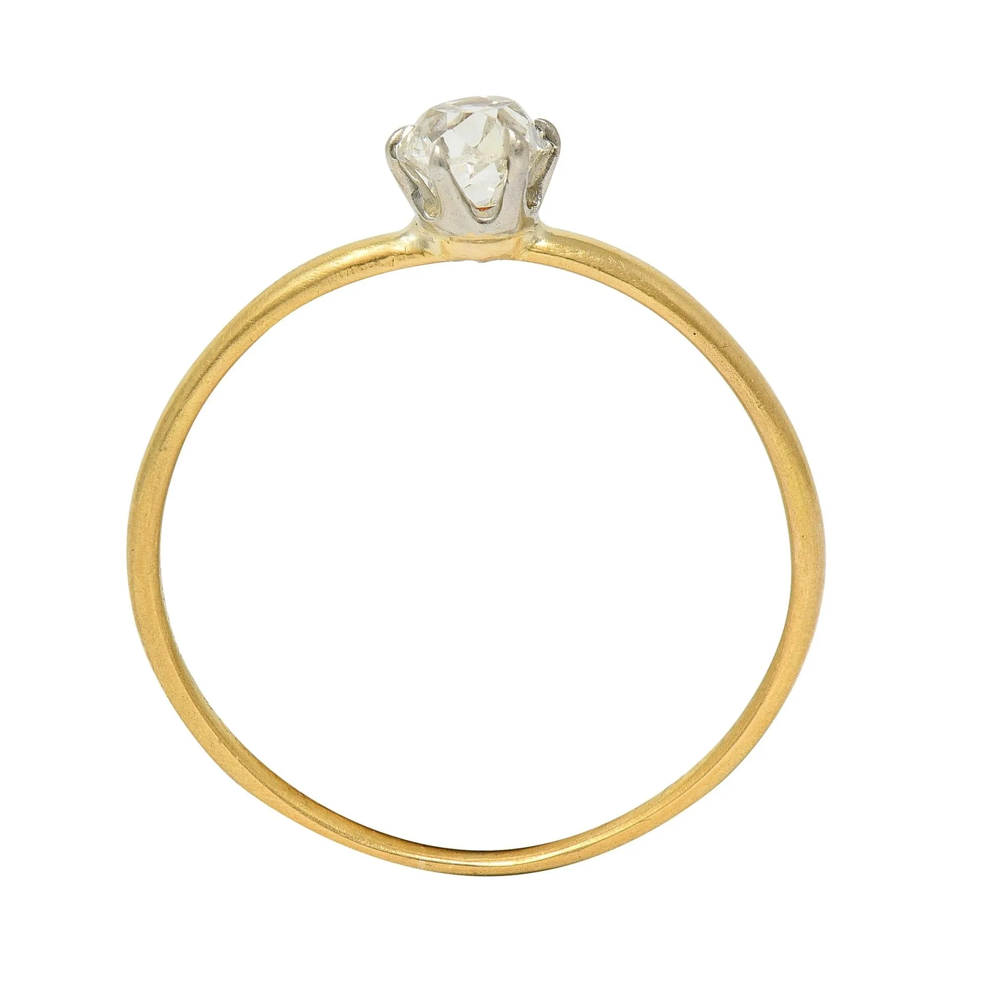 Tiffany & Co. Victorian 0.34 CTW Old Mine Diamond 18 Karat Two-Tone Gold Antique Engagement Ring