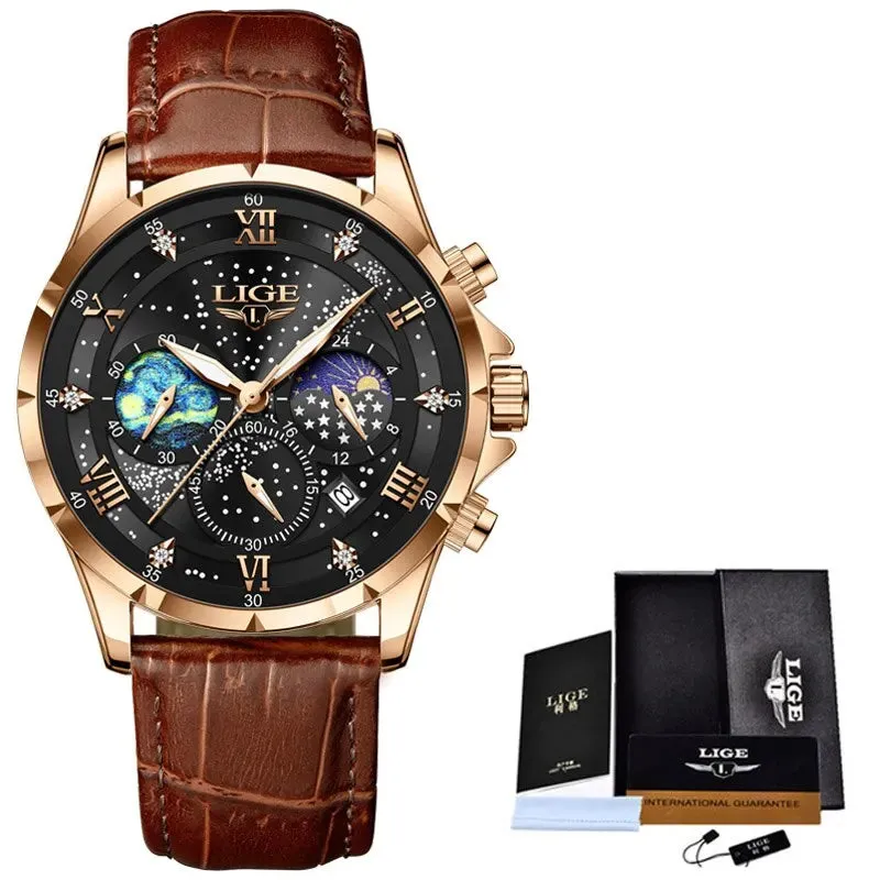 Top Luxury Brand Men Genuine Watches Date Quartz Clock