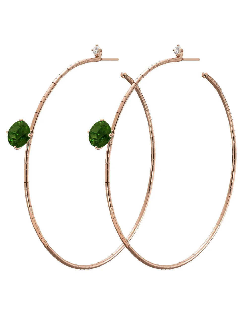 Tourmaline and Diamond Hoops