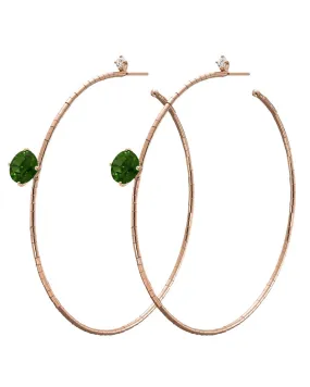 Tourmaline and Diamond Hoops