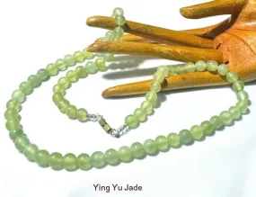 Translucent Green Chinese Jade 18 Bead Necklace -  (NJNECK-75)