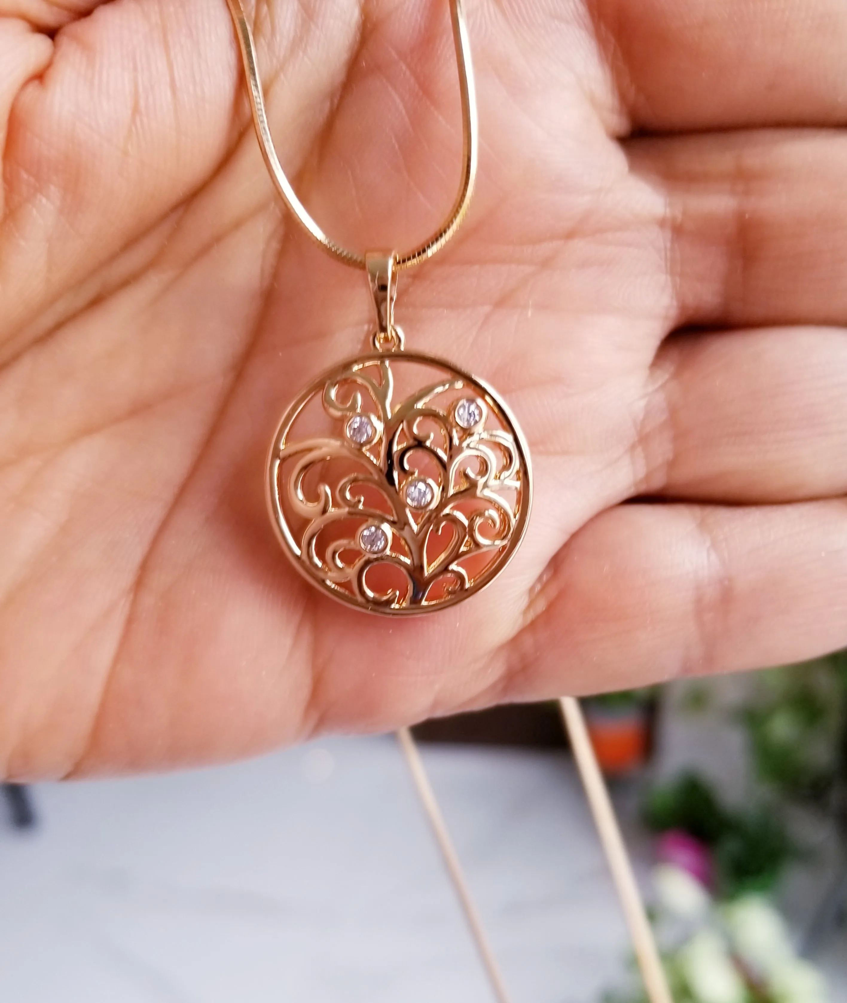 Tree of Life Pendant Necklace 18K Gold plated