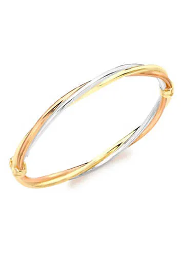 Tuscany Gold 9ct 3-Colour Gold Twist-Tube Bangle | Grattan