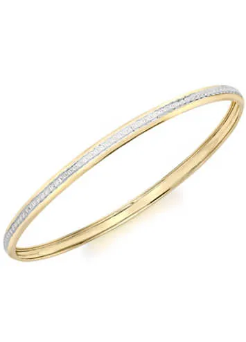 Tuscany Gold 9ct Two Colour Gold Diamond Cut Slave Bangle | Grattan