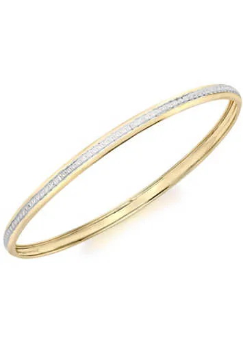 Tuscany Gold 9ct Two Colour Gold Diamond Cut Slave Bangle | Grattan