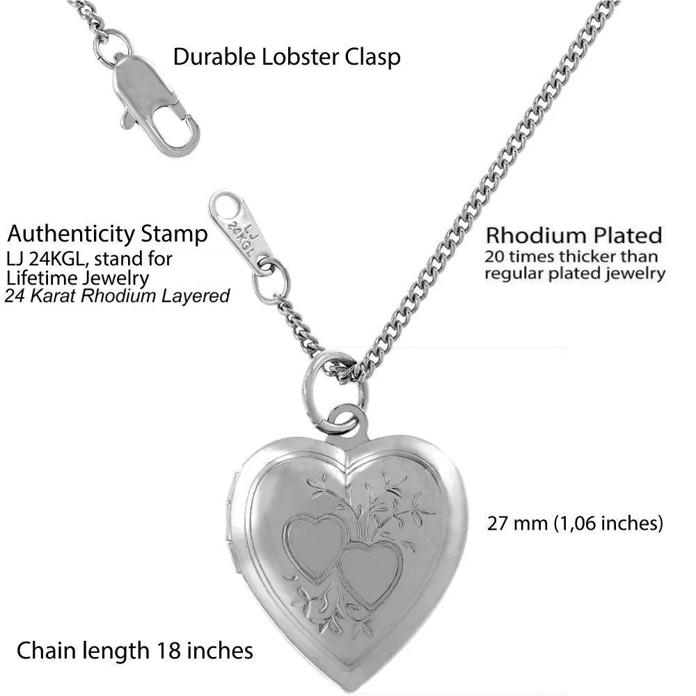 Two Hearts Locket, Rhodium