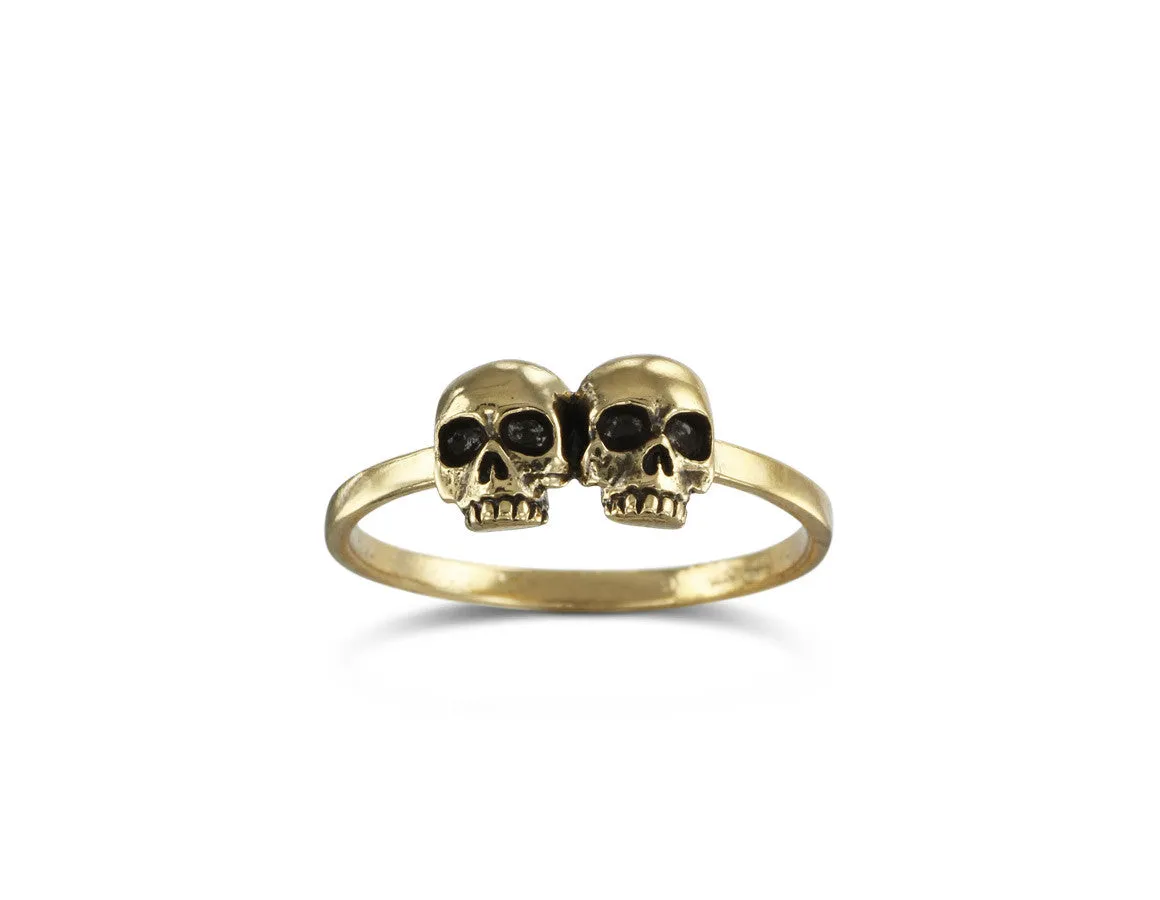 Two Skulls Stacking Ring - Bronze