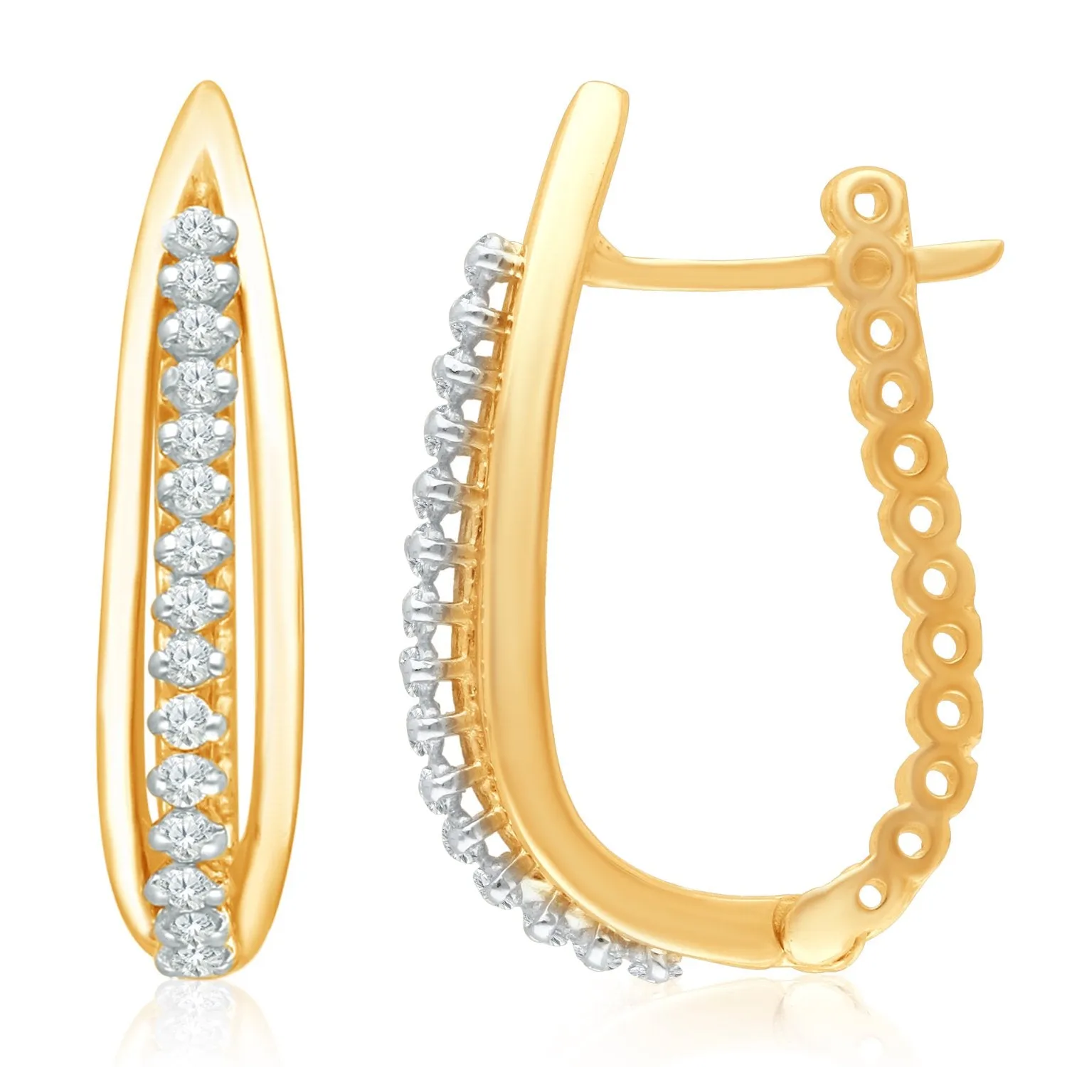 Two Tone Diamond Eternal Huggie Earrings