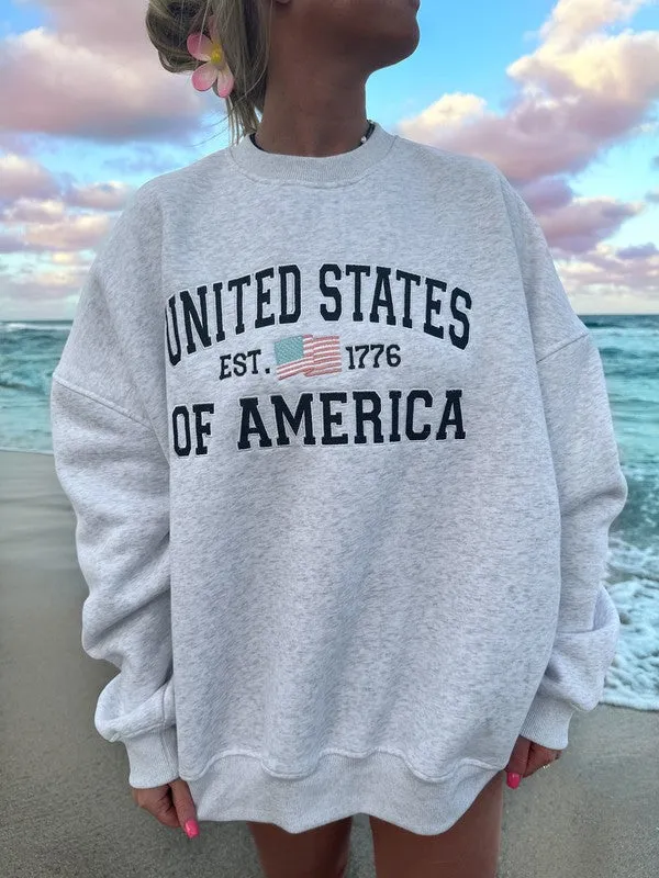 USA Embroidered Flag Sweatshirt