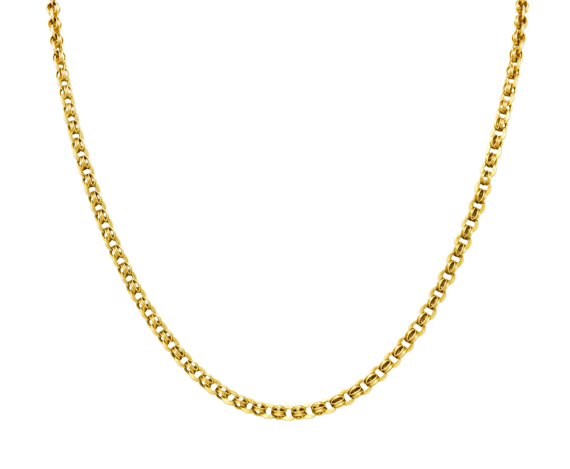 Victorian 14 Karat Yellow Gold Fluted Chain Antique Necklace