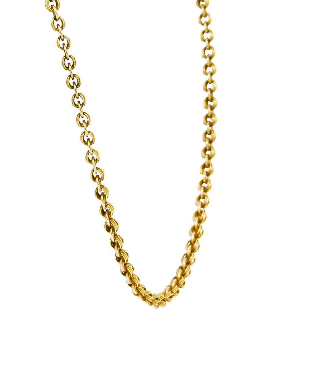 Victorian 14 Karat Yellow Gold Fluted Chain Antique Necklace