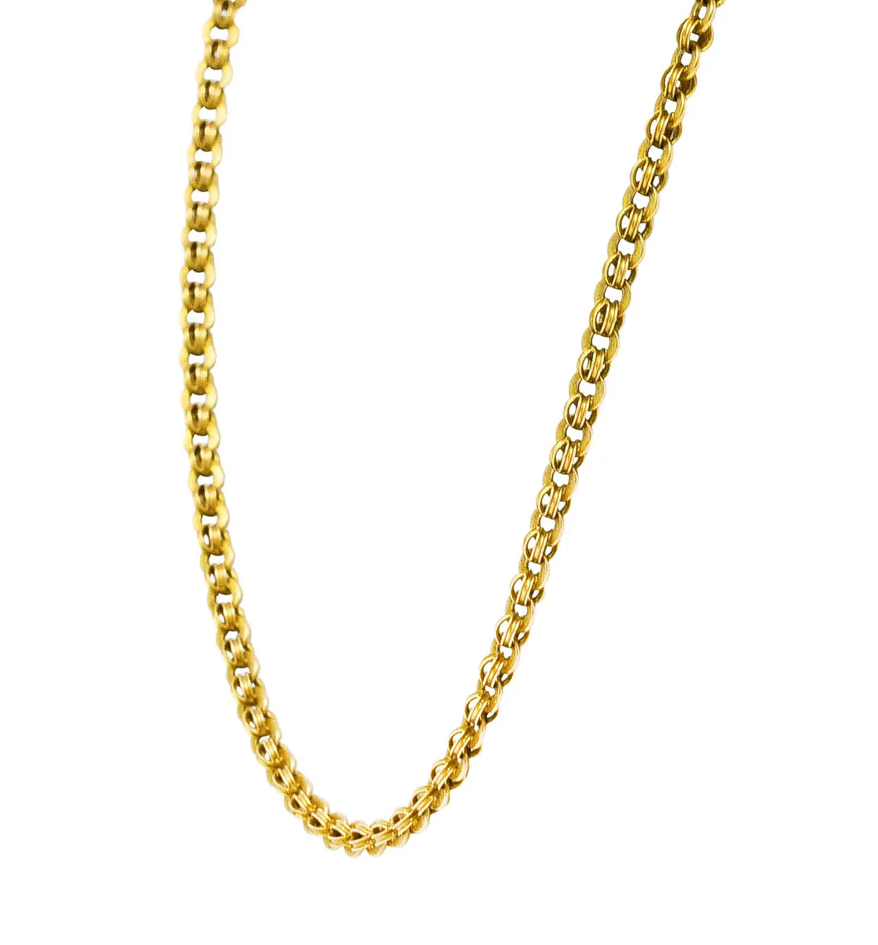 Victorian 14 Karat Yellow Gold Fluted Chain Antique Necklace