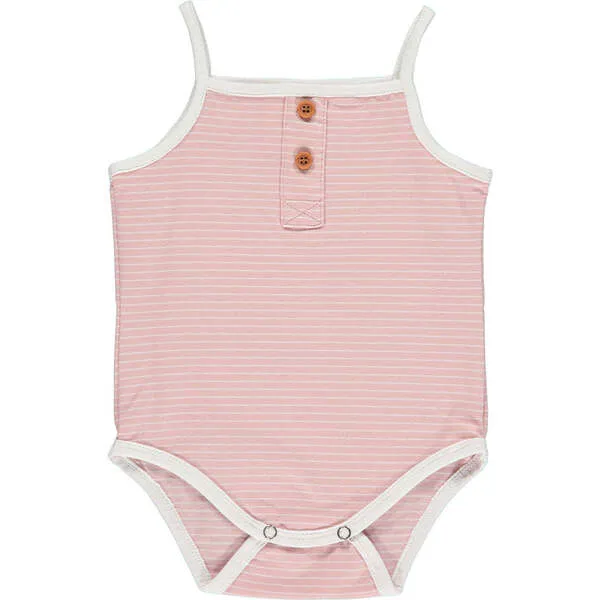 Vignette Karter Striped Spaghetti Strap Onesie, Pink