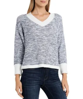 Vince Camuto Terry Womens Metallic Slub Sweatshirt