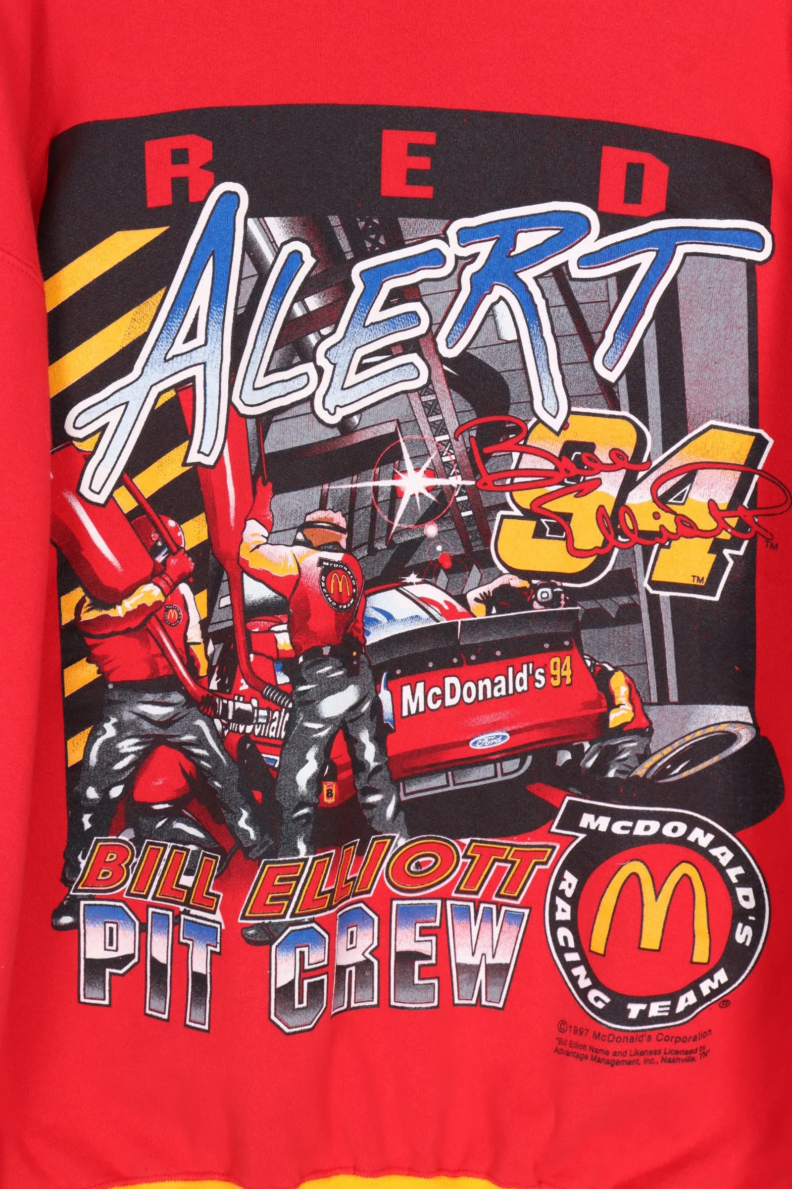 Vintage 1997 NASCAR Bill Elliot McDonalds Sweatshirt USA Made (XXL)