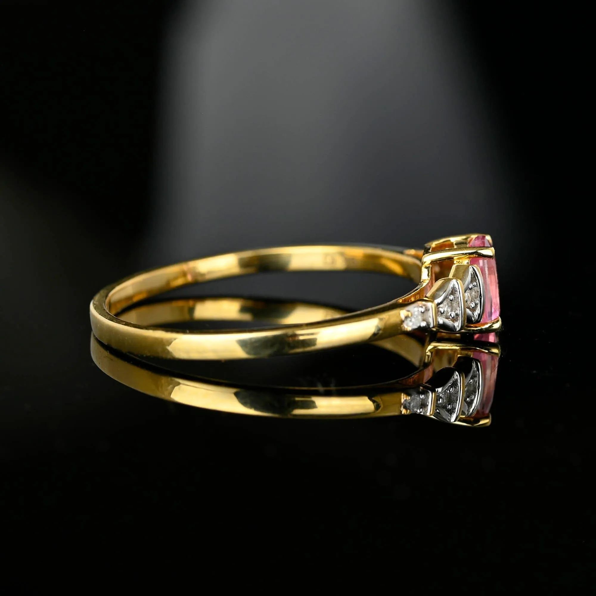 Vintage Arrow Diamond Pink Sapphire Ring in Gold