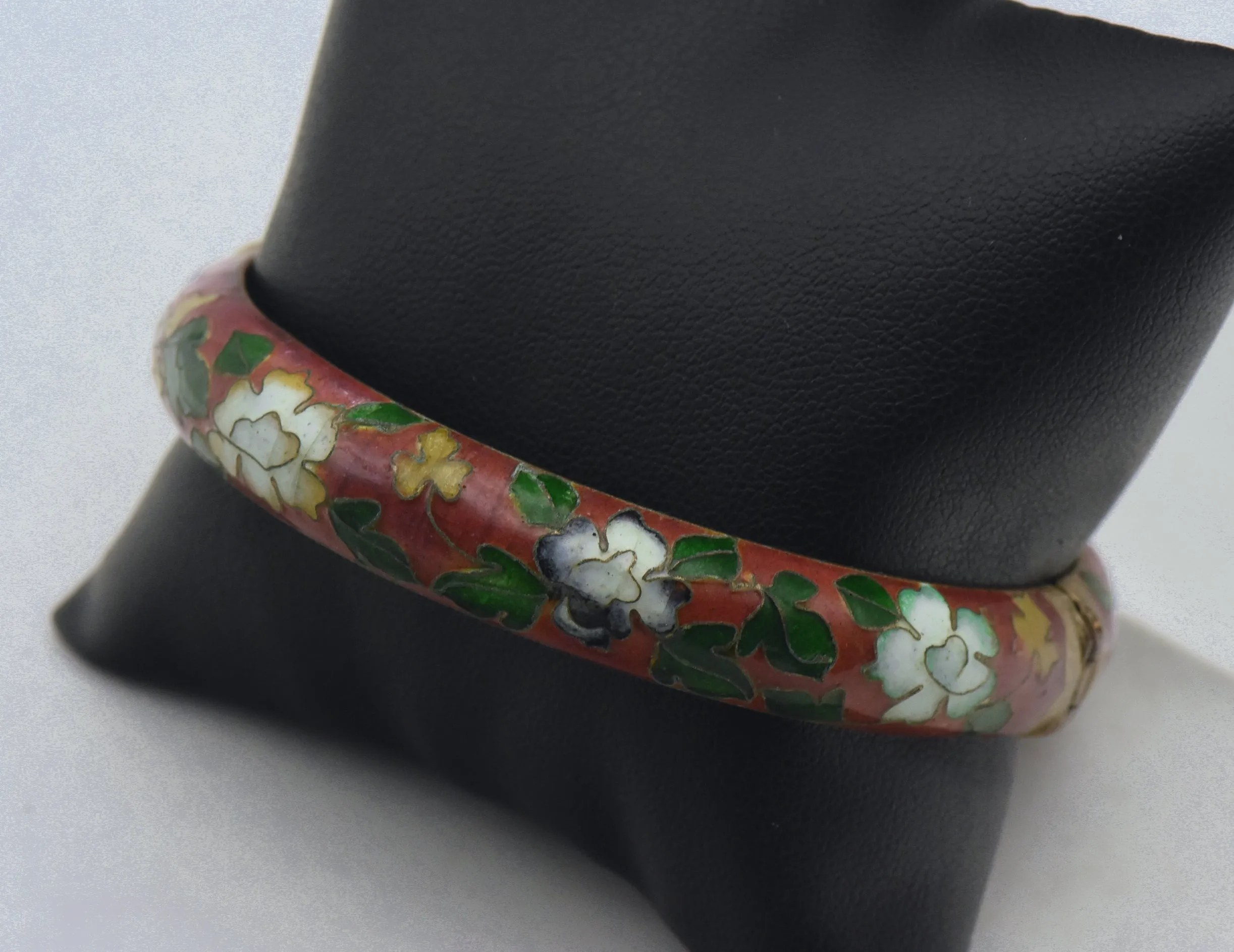 Vintage Cloisonne Hinged Bangle Bracelet