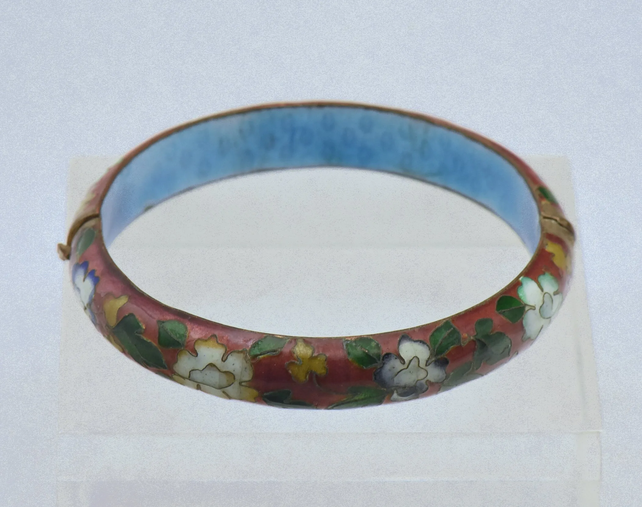 Vintage Cloisonne Hinged Bangle Bracelet