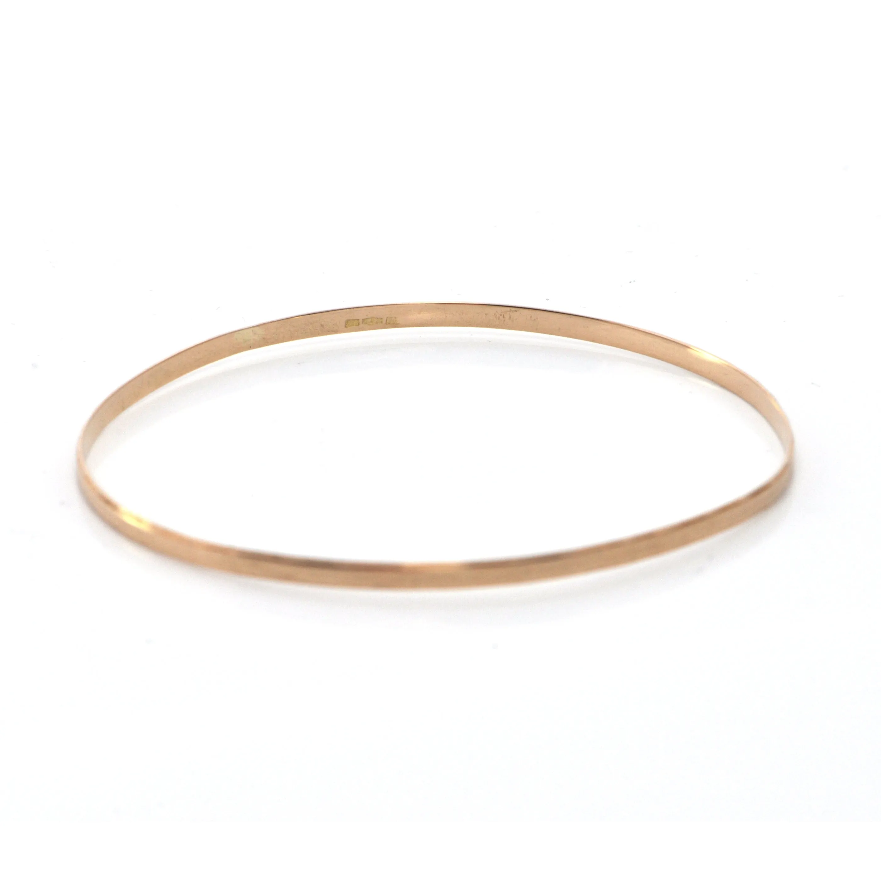 Vintage Italian 18K Rose Gold Bangle Bracelet with Rectangular Etching