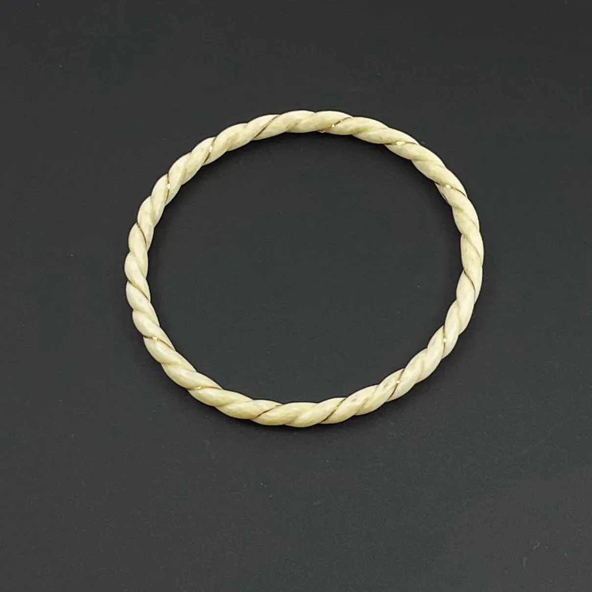 Vintage Ivory & Gold Twisted Bangle Bracelet Pre Ban