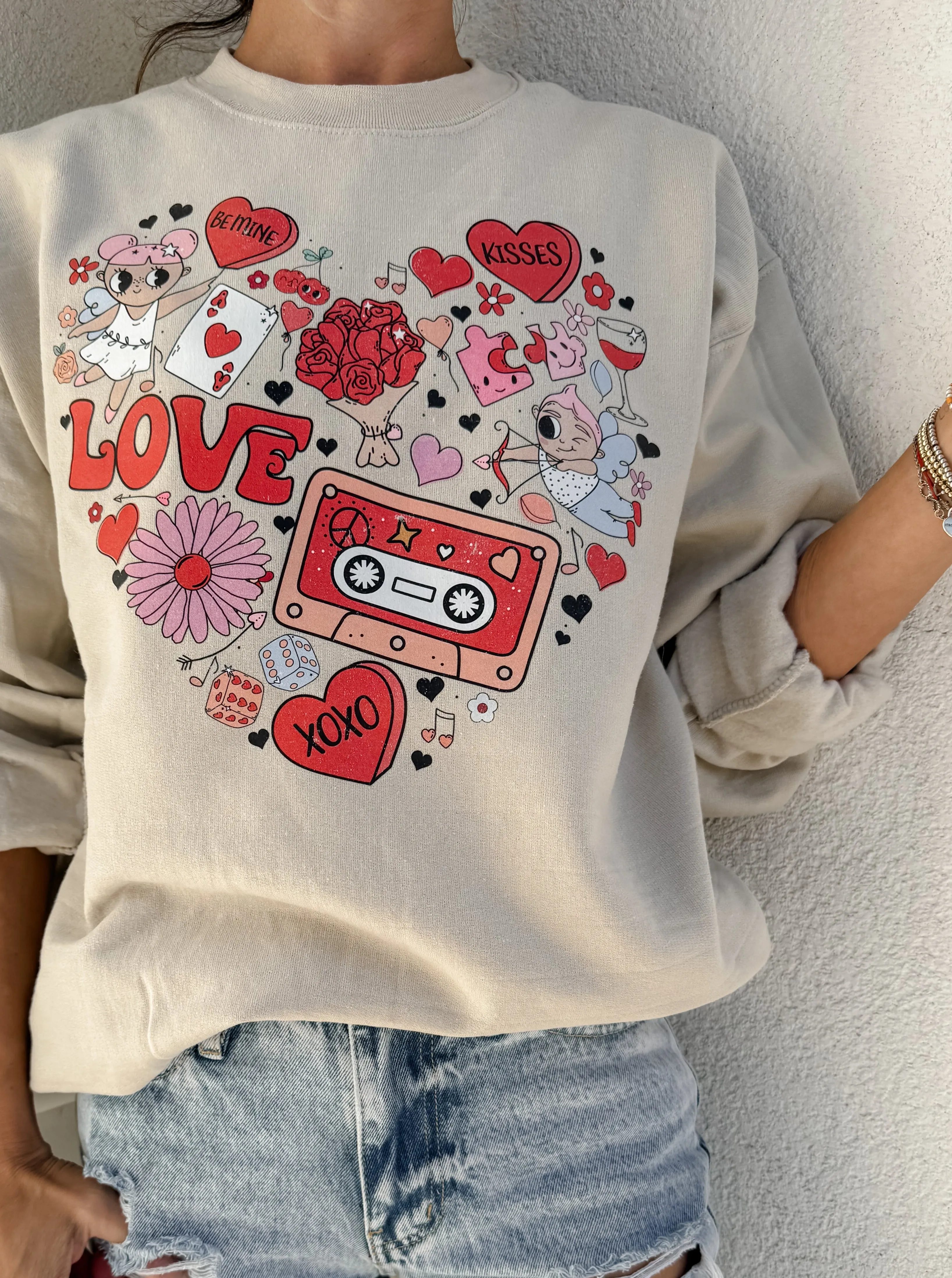 Vintage Valentine's Day Heart Collage Sweatshirt