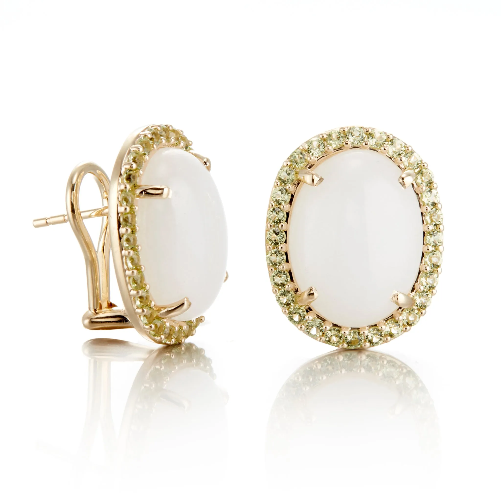 White Jade & Peridot Earrings