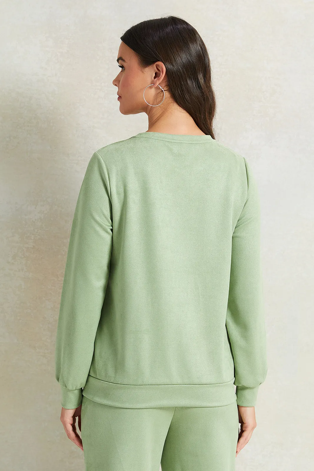 Women Green Embellished Sweatshirt