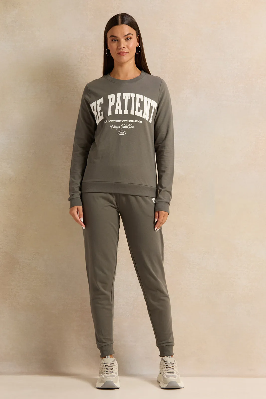 Women Grey Printed Sweatshirt