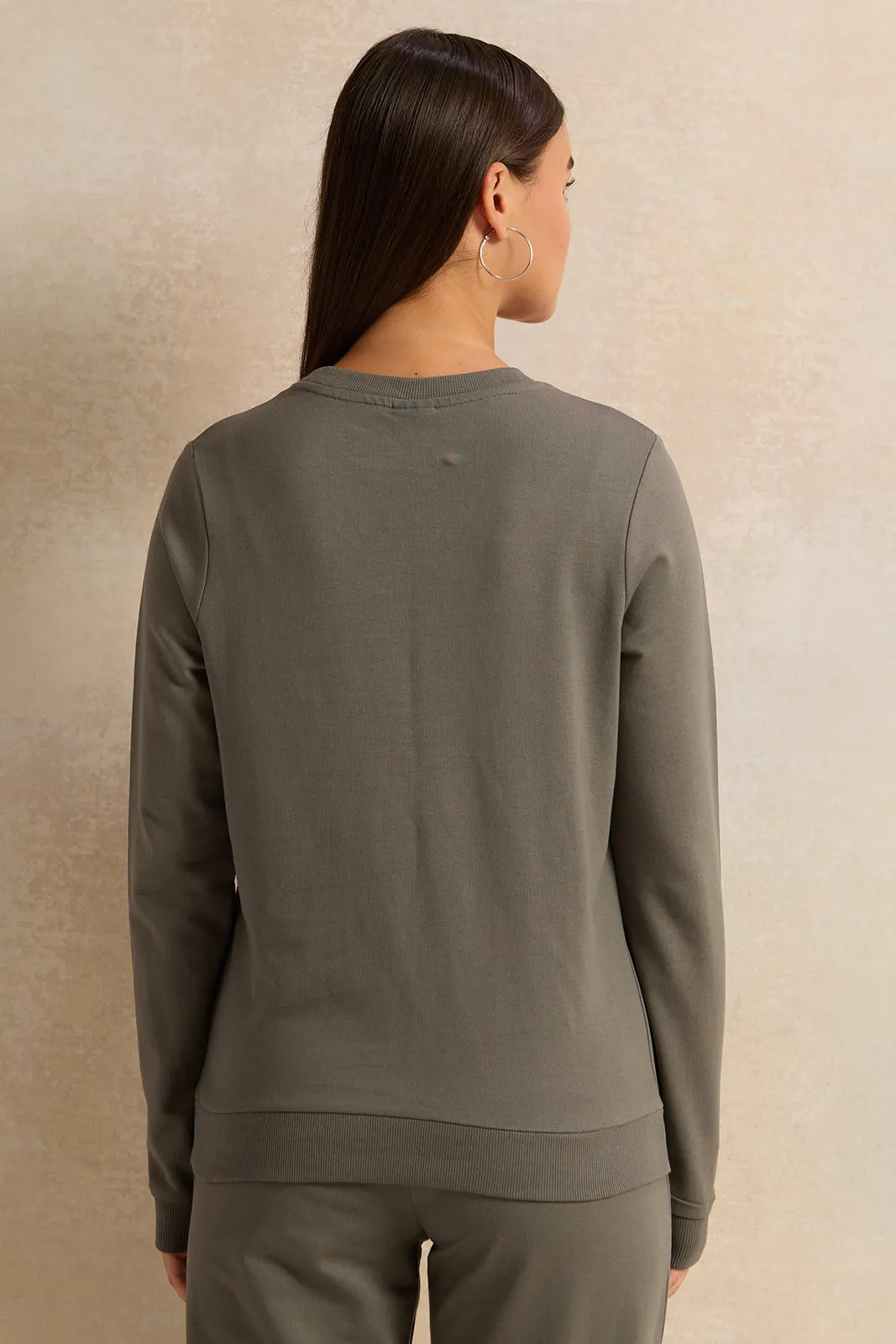 Women Grey Printed Sweatshirt