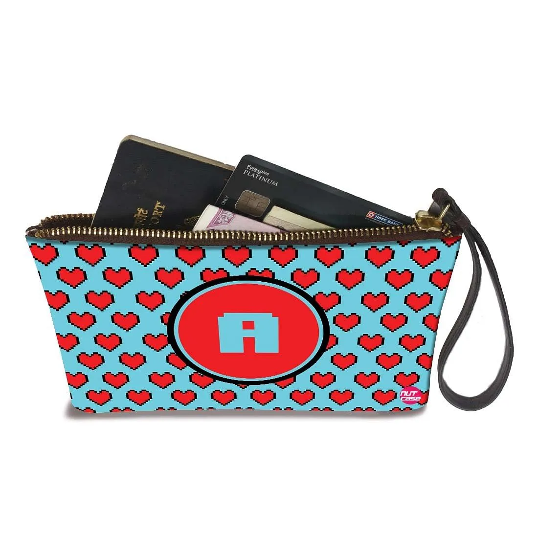 Wristlet Pouch - Red Hearts