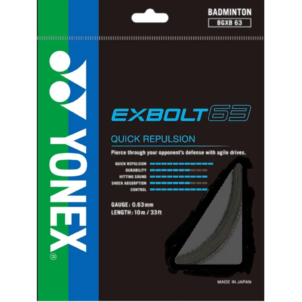 YONEX BG Exbolt 63 Badminton String (Black)