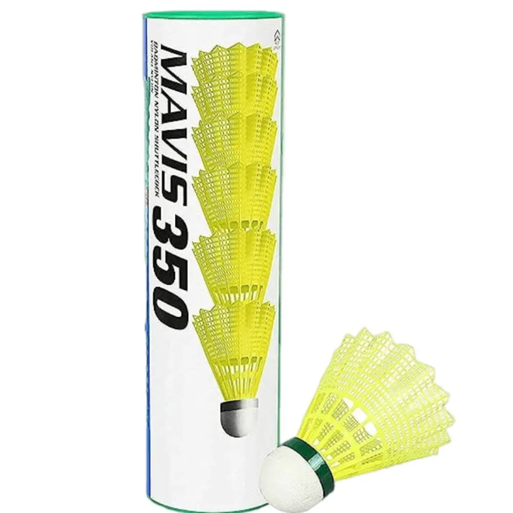 YONEX Mavis 350 Nylon Badminton Shuttle Cock (Green-Slow) (Pack Of 06)